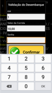 No final da corrida, o taxista vai inserir o valor e o passageiro a senha pessoal.