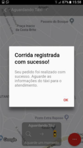 Aguarde o registro da corrida.